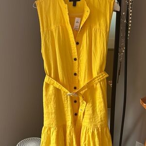 Banana Republic Yellow Ruffled Smocked Sundress
